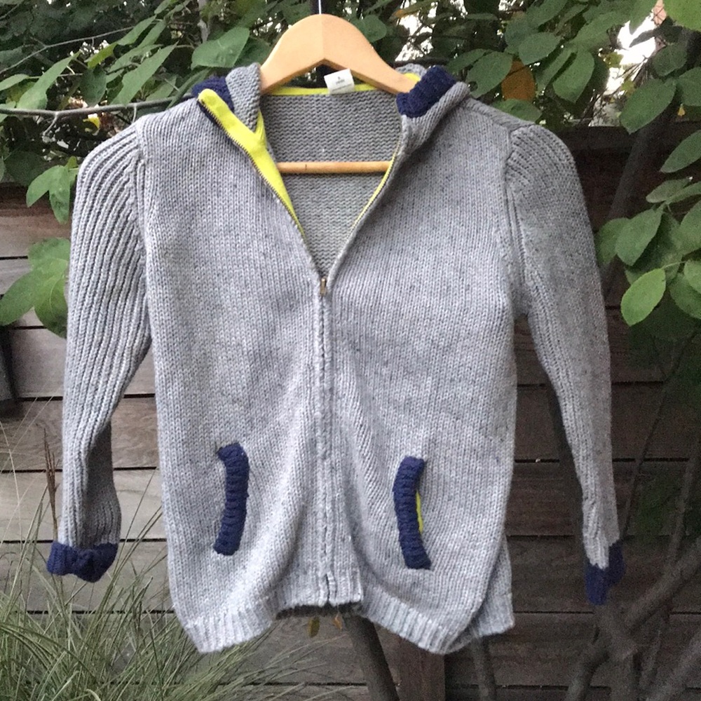Boys grey knit zip up hoodie
